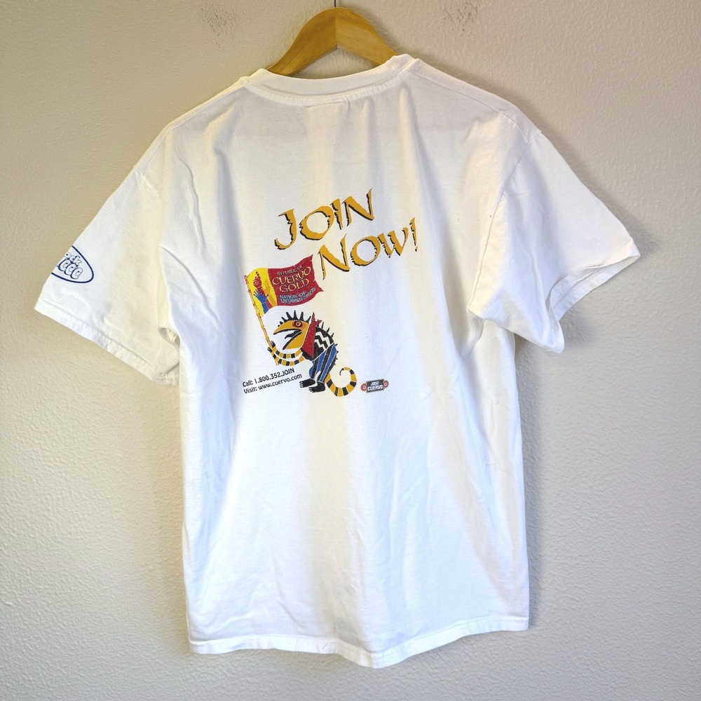 Vintage 90s Chameleon Jose Cuervo T-Shirt Mens L White Republic Gold Promo